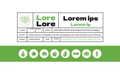 Illustrierte Lebensmitteletiketten für Salat in Lindgrün