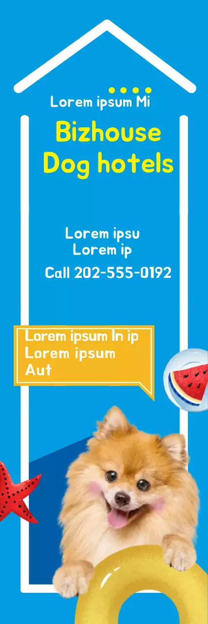 Banner de propaganda de cachorro da moda azul