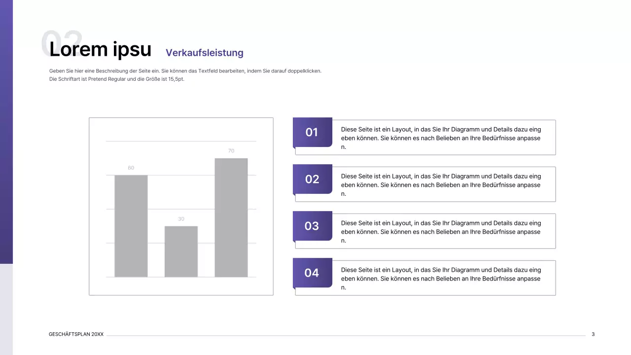 Business-Plan-Präsentation Kit mit lila Gradient Index-Konzept