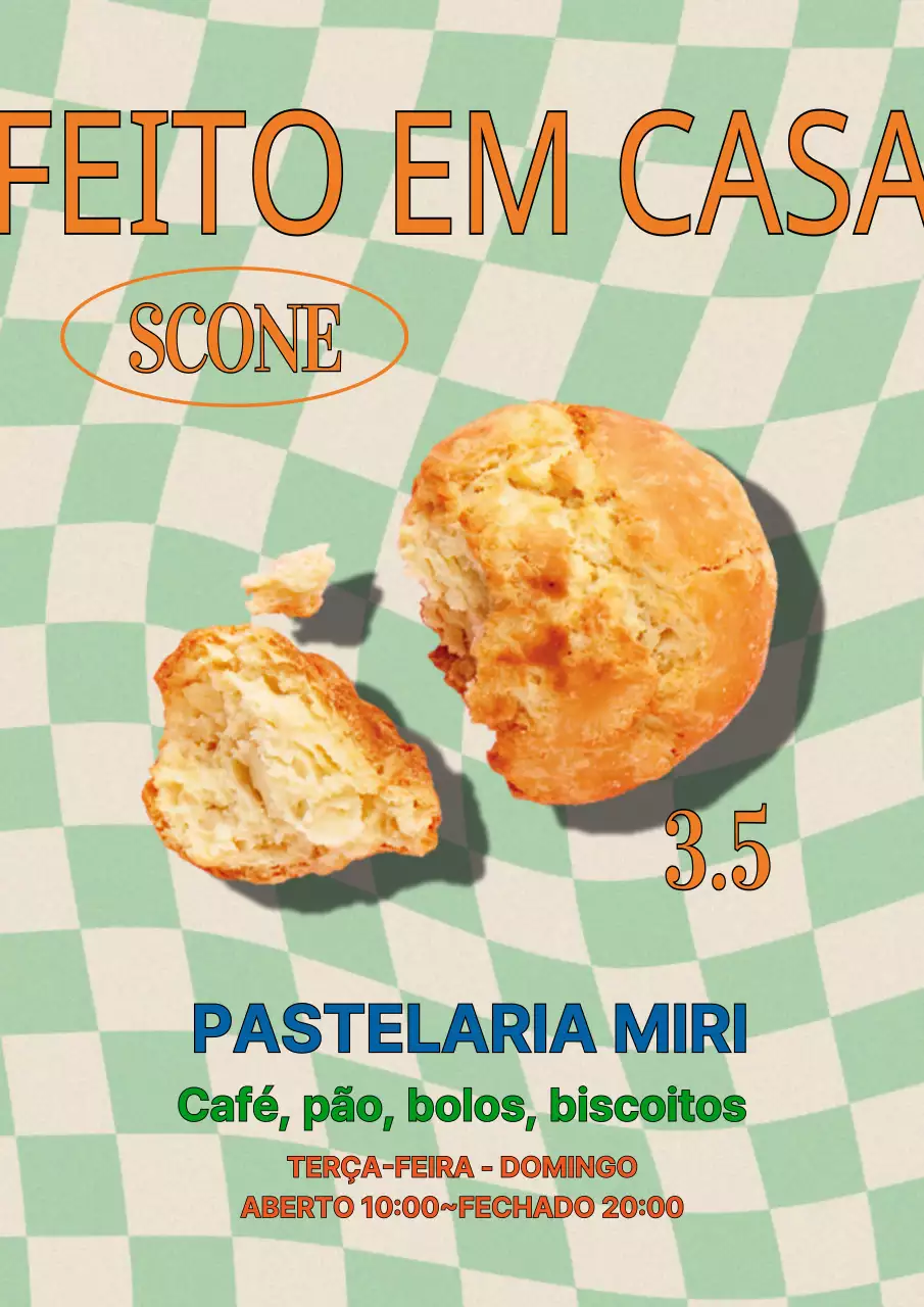 Cartaz de café cor de menta e laranja