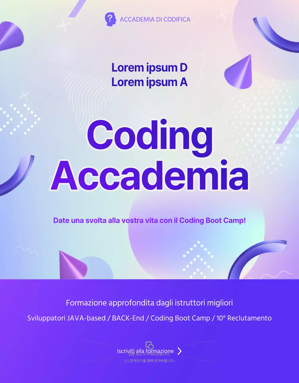 Formazione Coding Academy in viola e nero
