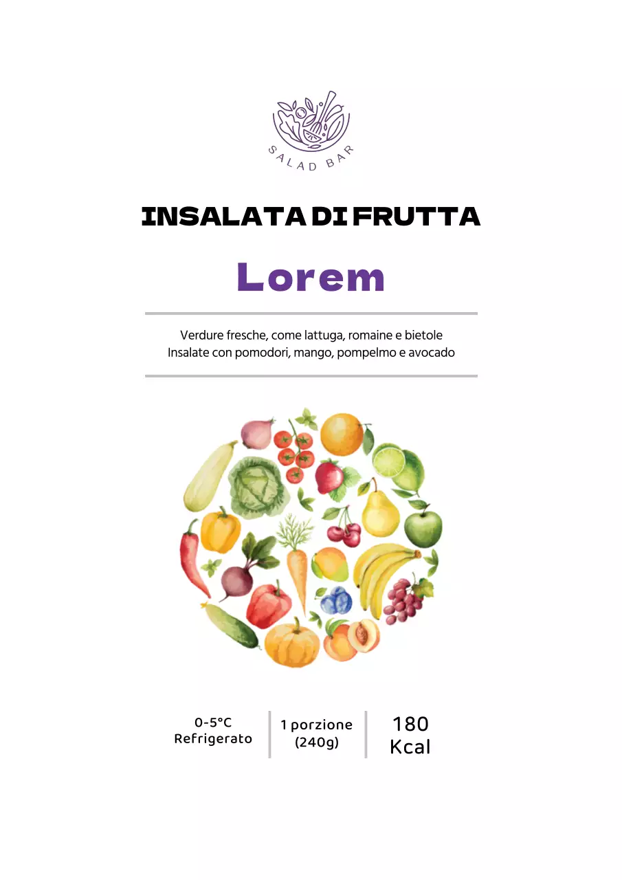 Poster di design per etichetta di macedonia semplice in bianco