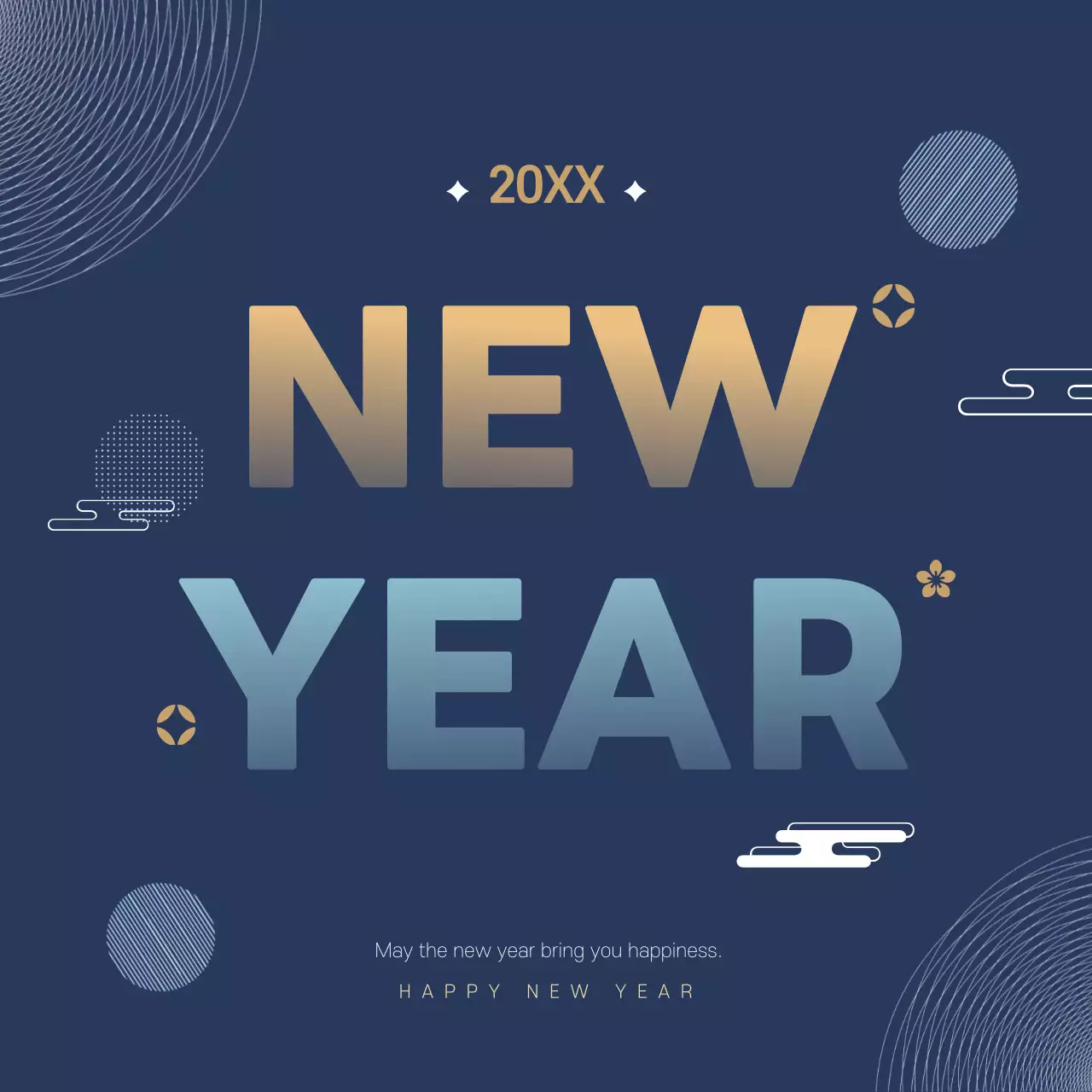 Navy Minimal New Year Invitation Instagram Post