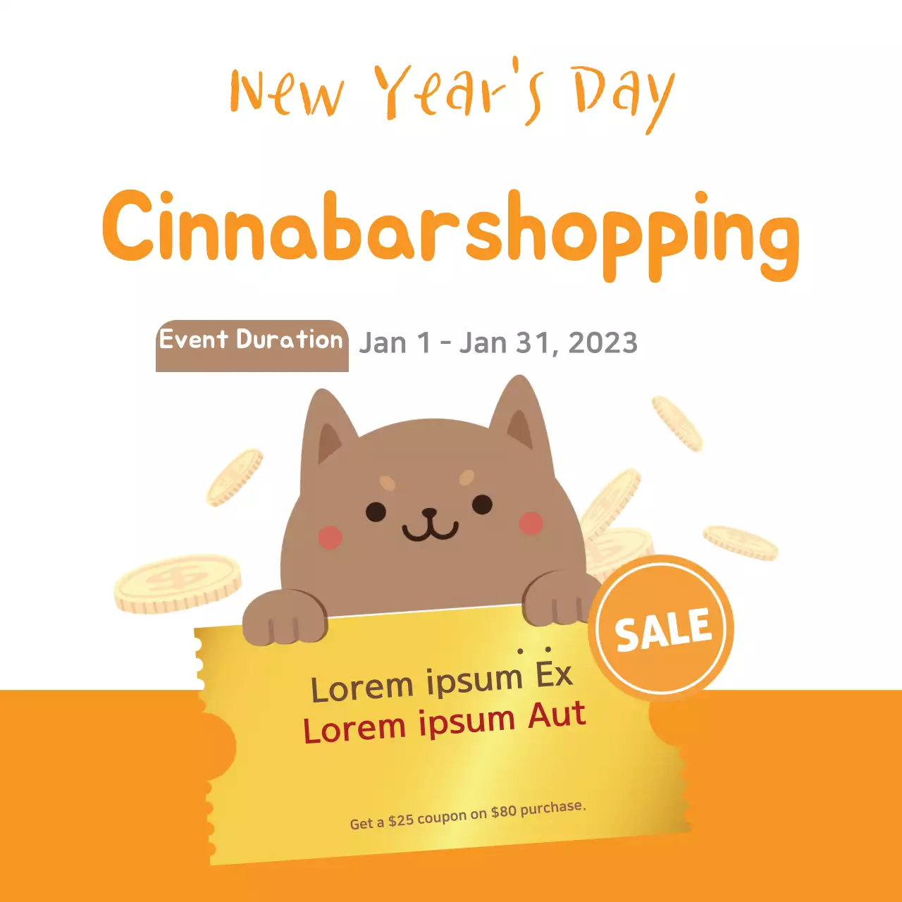 Orange Cute Shopping Promotion Banner