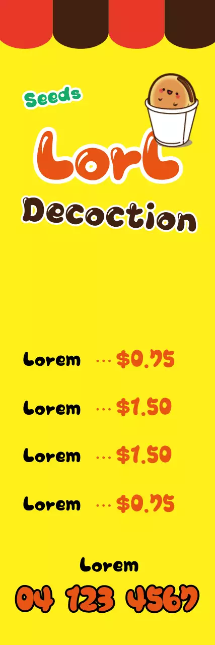 Banner promocional de menu amarelo lúdico