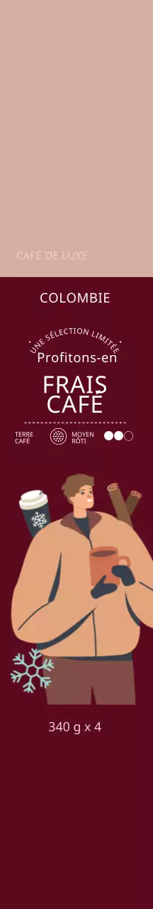 Illustration de grains de café roses, bruns et chauds