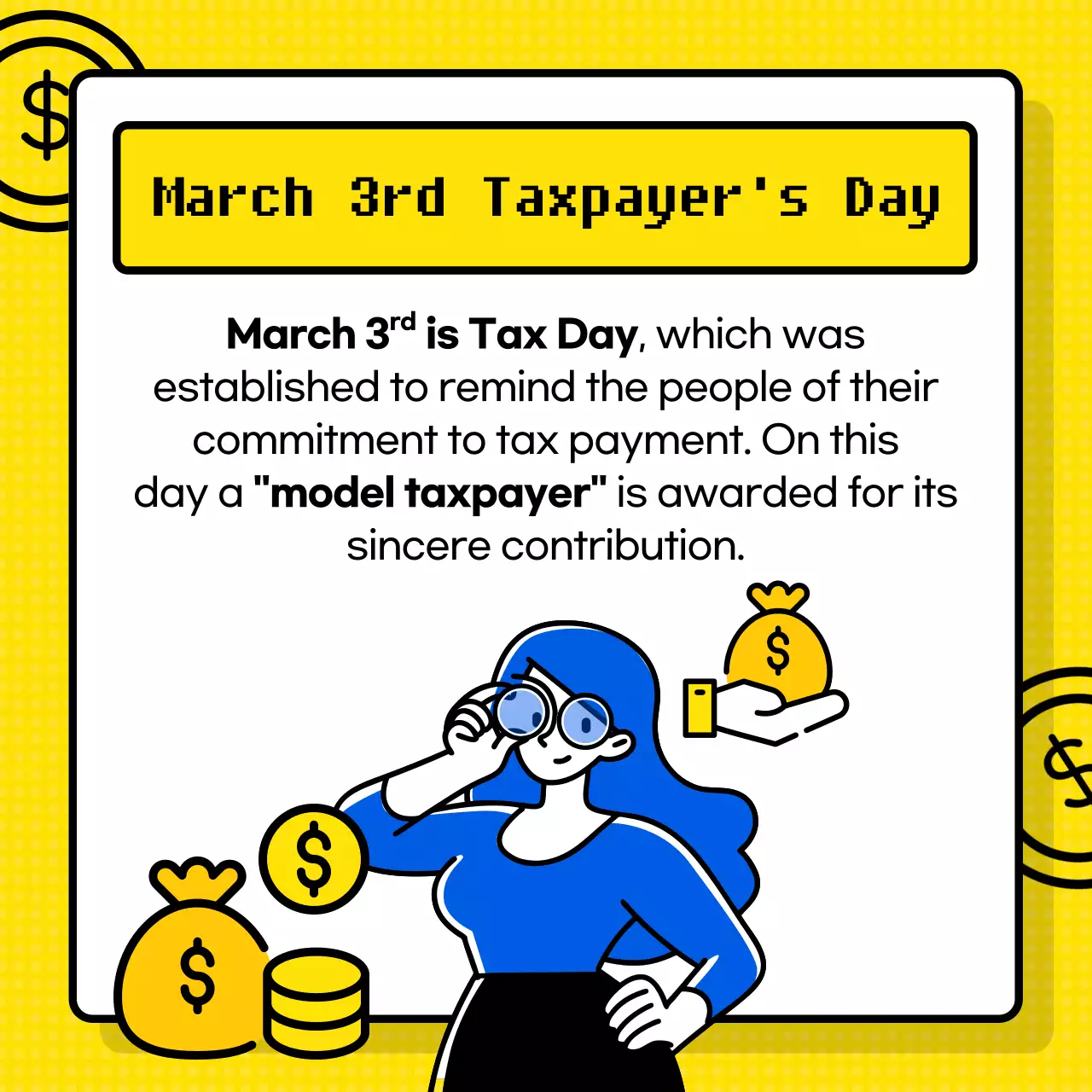 Provision of exemplary taxpayer information with a yellow calculator theme (Card News)