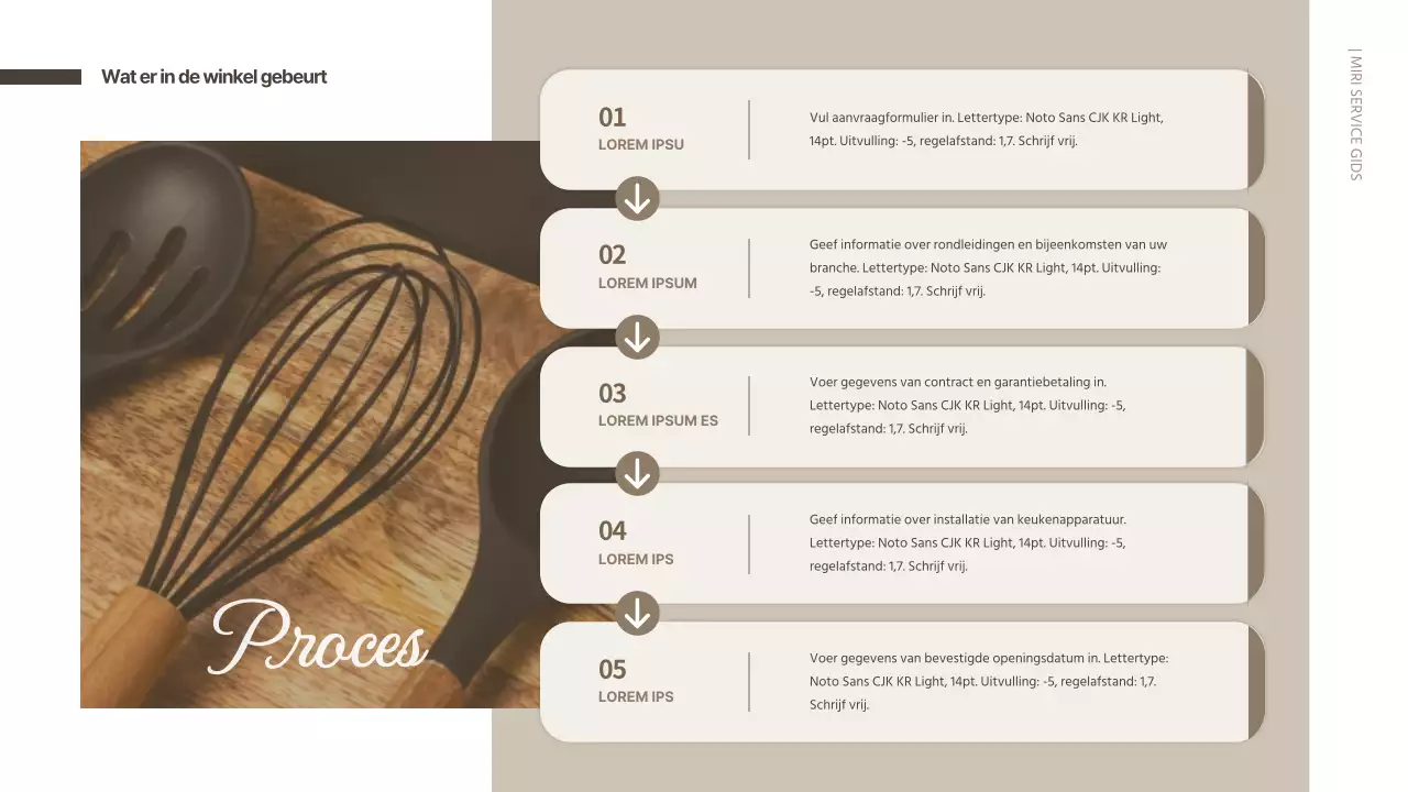 Nette gedeelde keuken servicegids in bruine tinten PPT presentatie