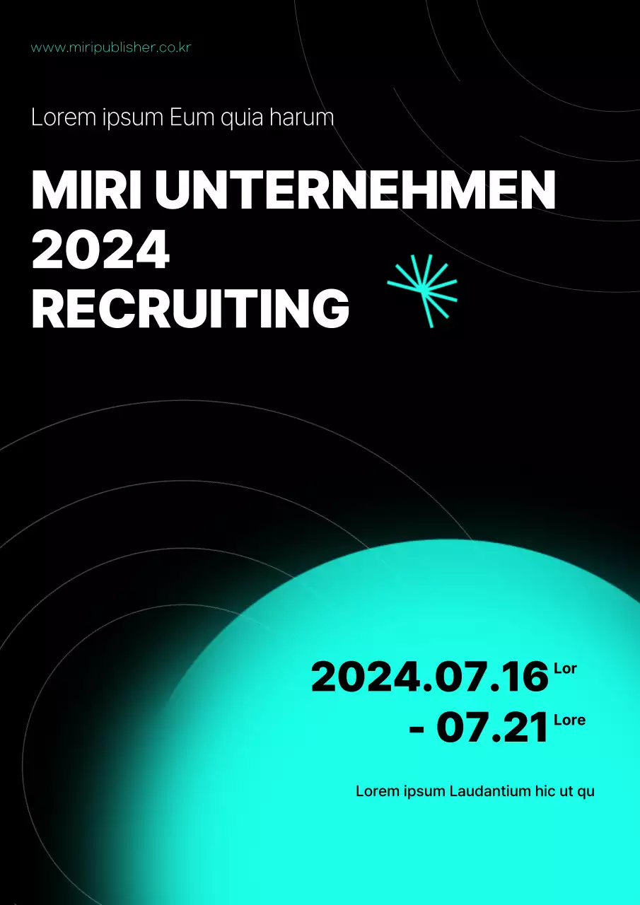 Online-Rekrutierungsinhalte mit geometrischem, neonblauem Charakter