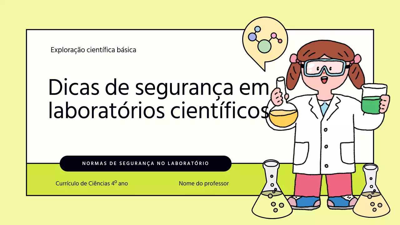 Conselhos de segurança para laboratórios de ciências giros em chartreuse e amarelo