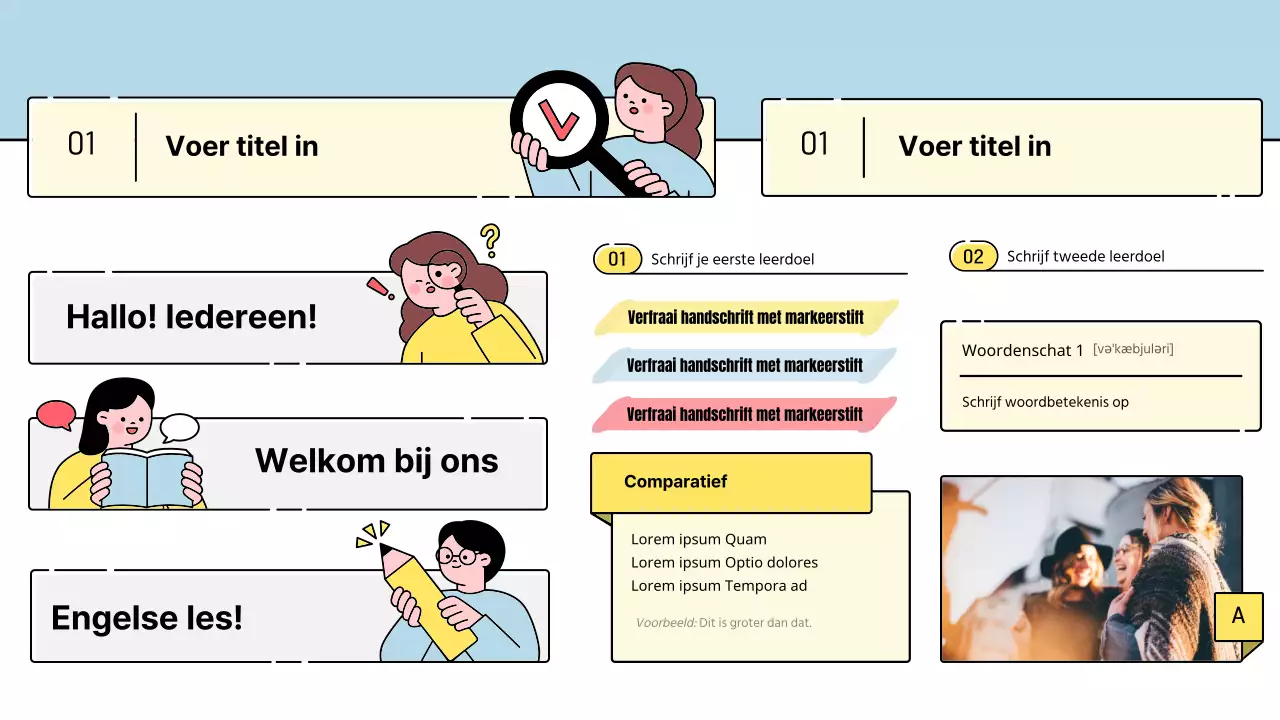 Schattige educatieve karakterstijl in lichtblauw