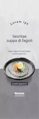 Promuovere la zuppa di fagioli coreana su uno sfondo grigio per un look pulito