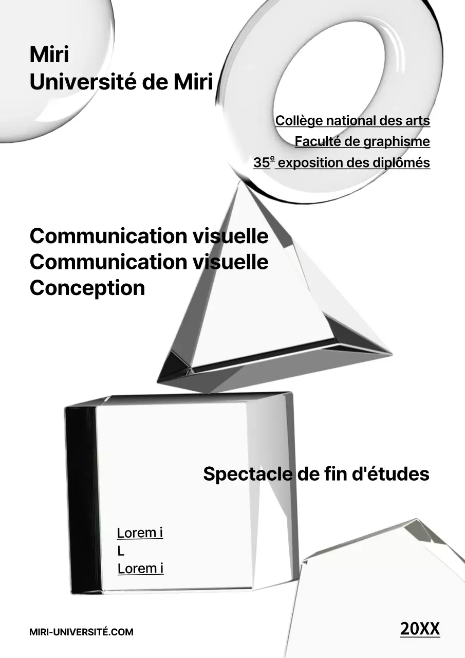 Exposition de fin d'études sur la conception d'objets en verre sur le thème du noir et blanc