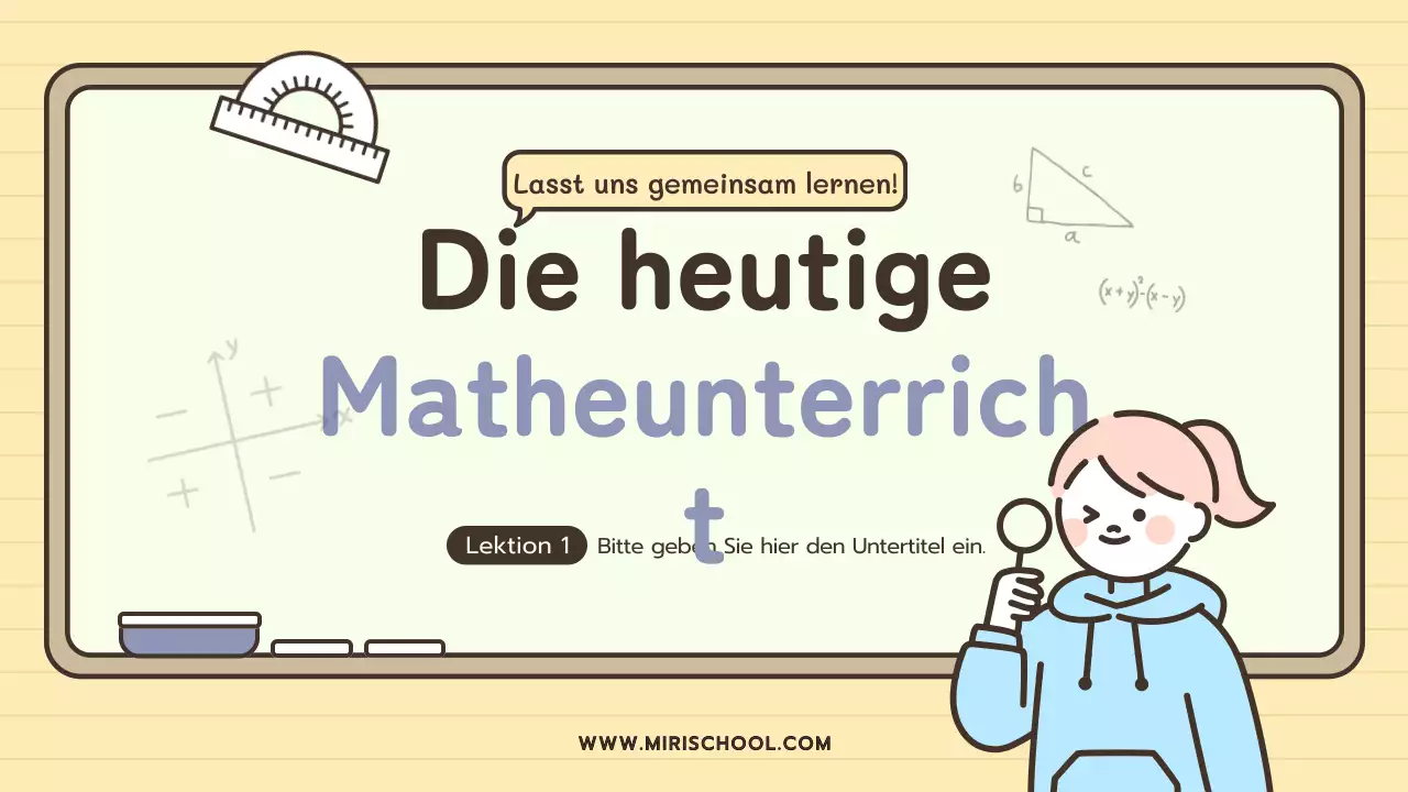 Pastellfarbene Kreidetafel mit niedlichen Illustrationen für das Klassenzimmer