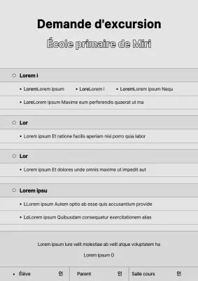 Conception grise et simple du formulaire de demande d'apprentissage par l'expérience à l'école primaire