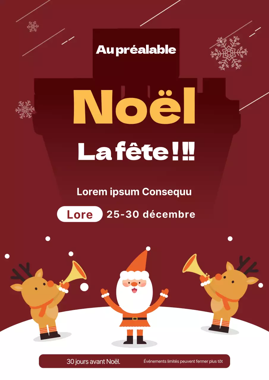 Illustration rouge Événement de Noël mignon