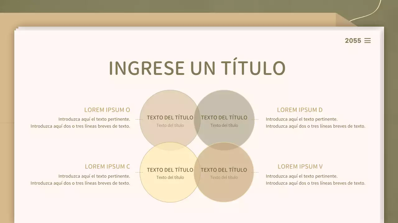 Para presentaciones con un concepto de documento limpio en tonos oliva y beige