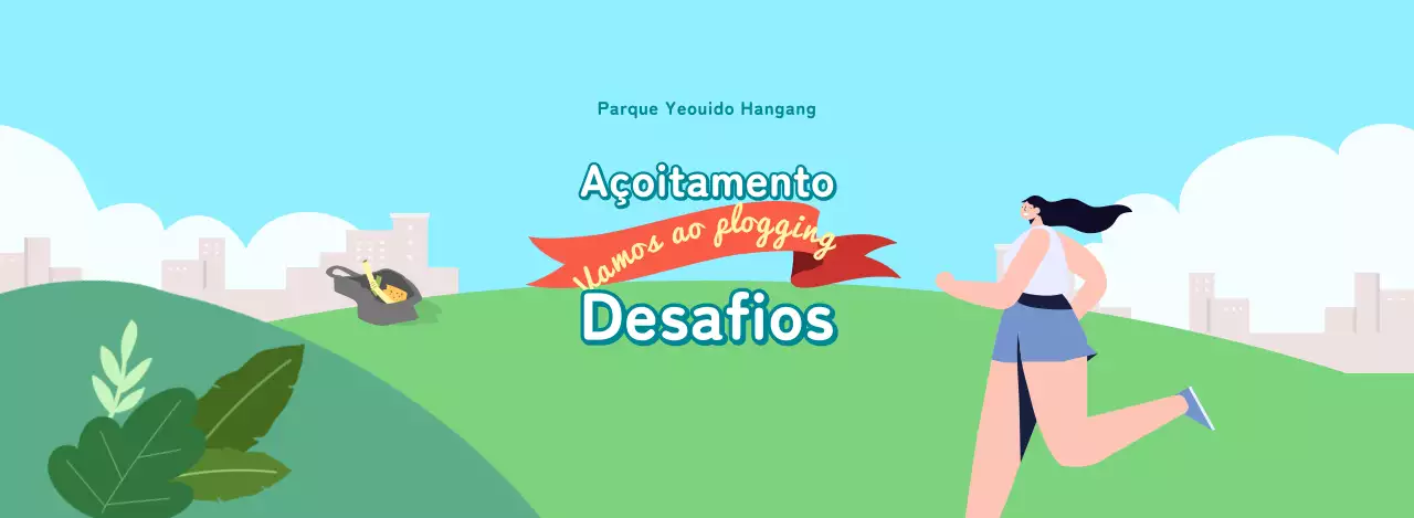Desafio de caminhada verde e azul claro