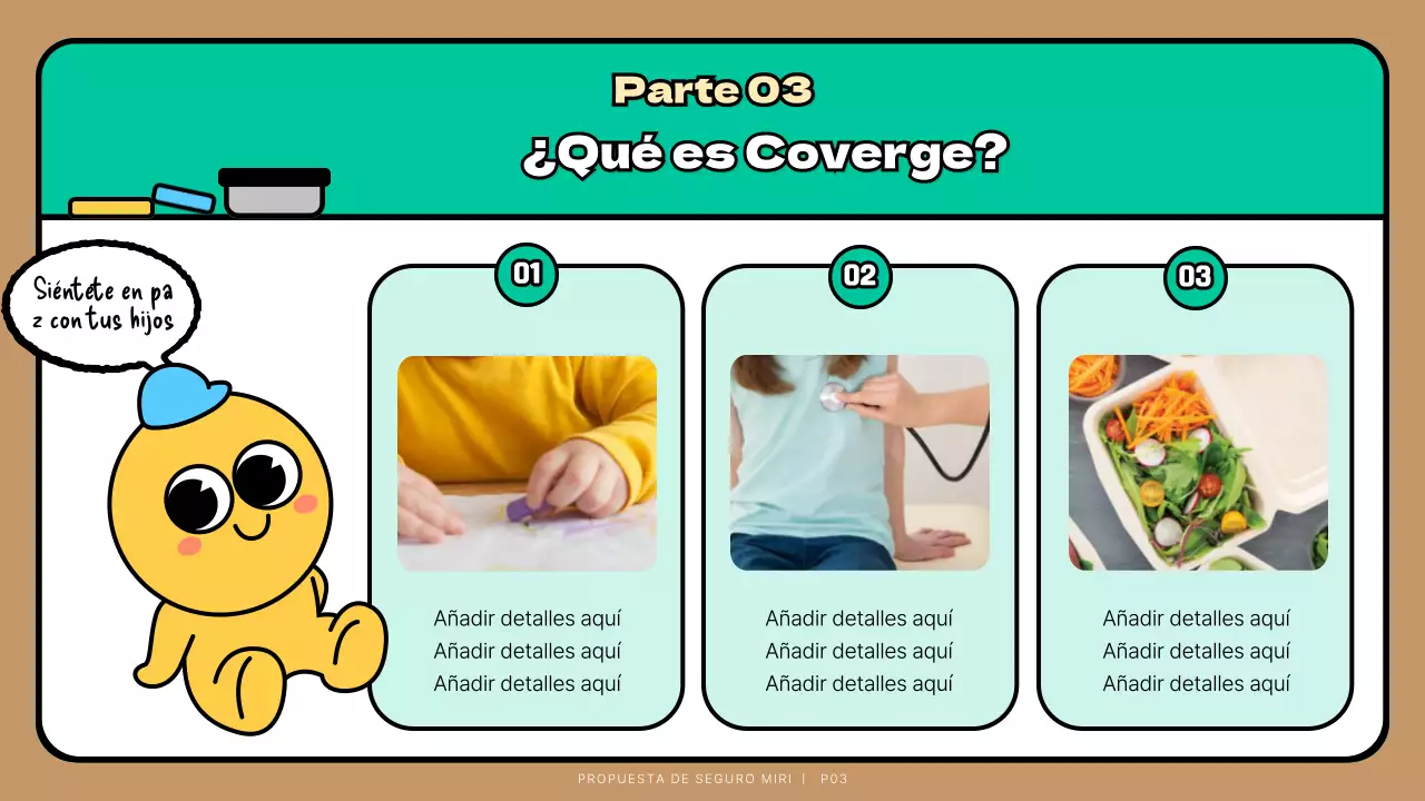 Turquoise Cute Character Child Insurance Proposal Presentation