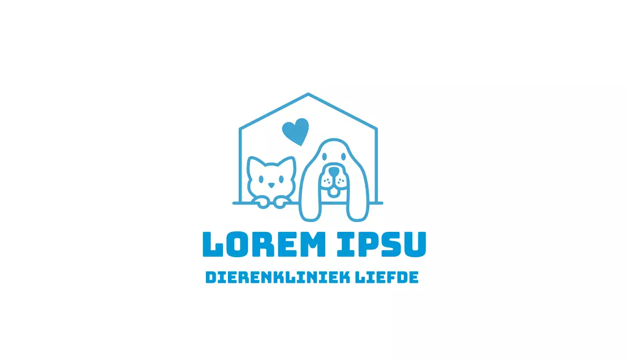 Blauwe illustratie logo schattig dierenziekenhuis
