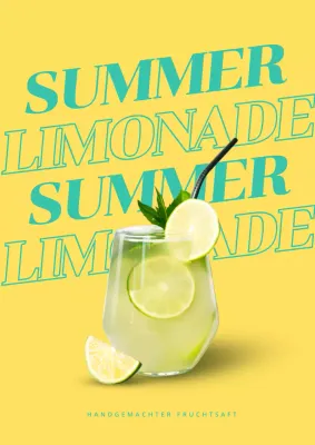 Bewerben Sie eine tropische Sommergetränkekarte in Gelb und Minze