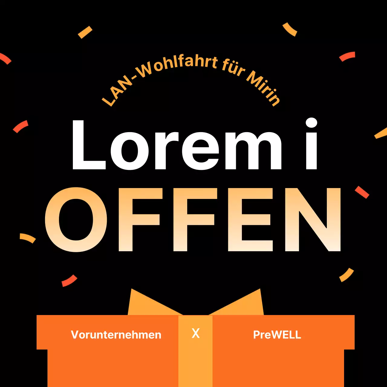 Eröffnung eines sauberen, schwarz-orangefarbenen Sozialkaufhauses