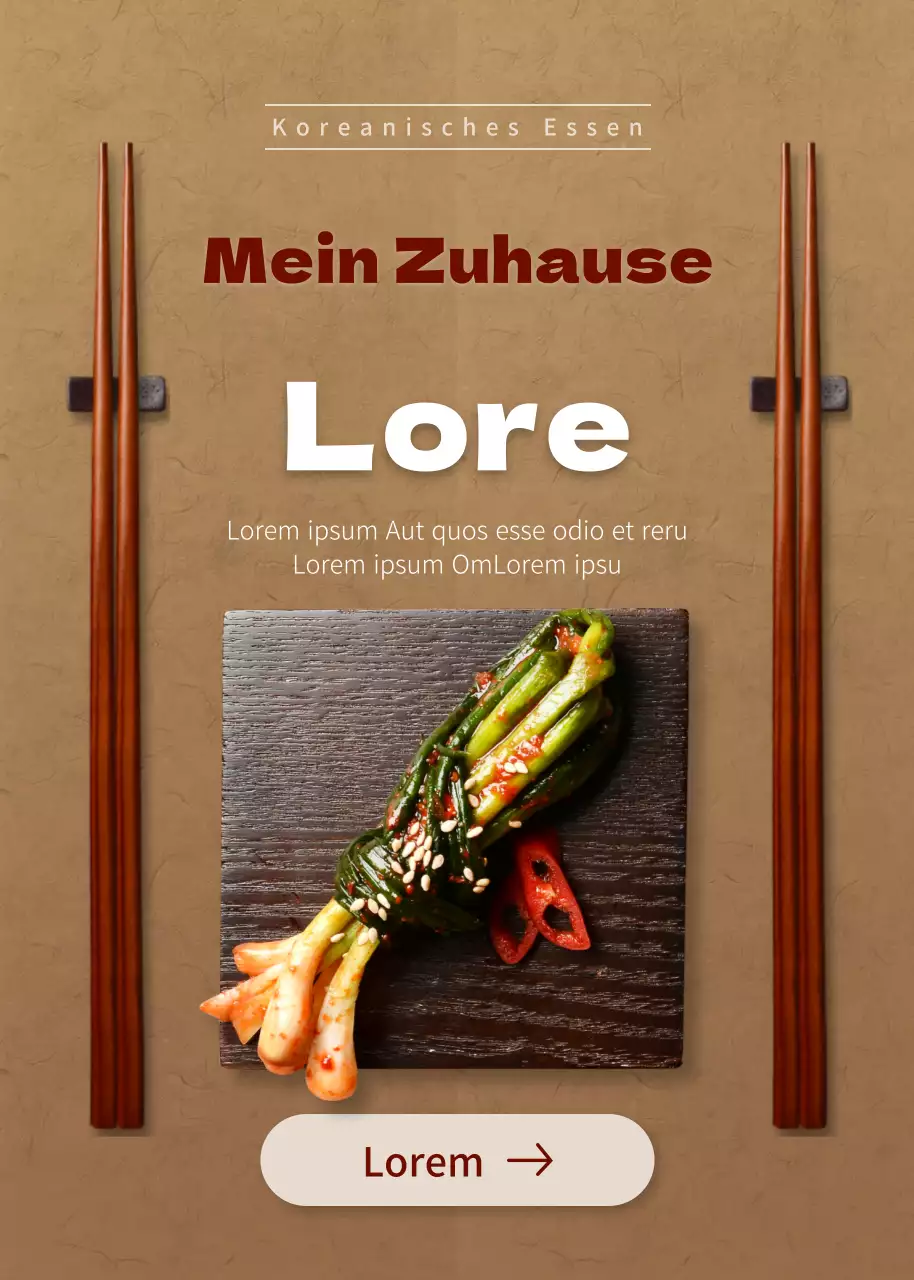 Bestellanleitung für Kimchi mit grünen Zwiebeln und braunem Hintergrund