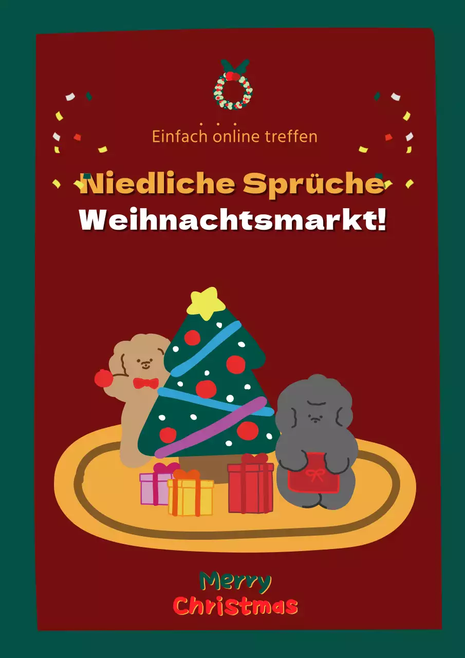 Rote und grüne Einladungen zur Weihnachtsfeier