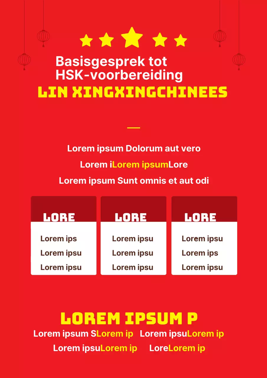 Eenvoudige rode en gele Chinese taalschool flyer