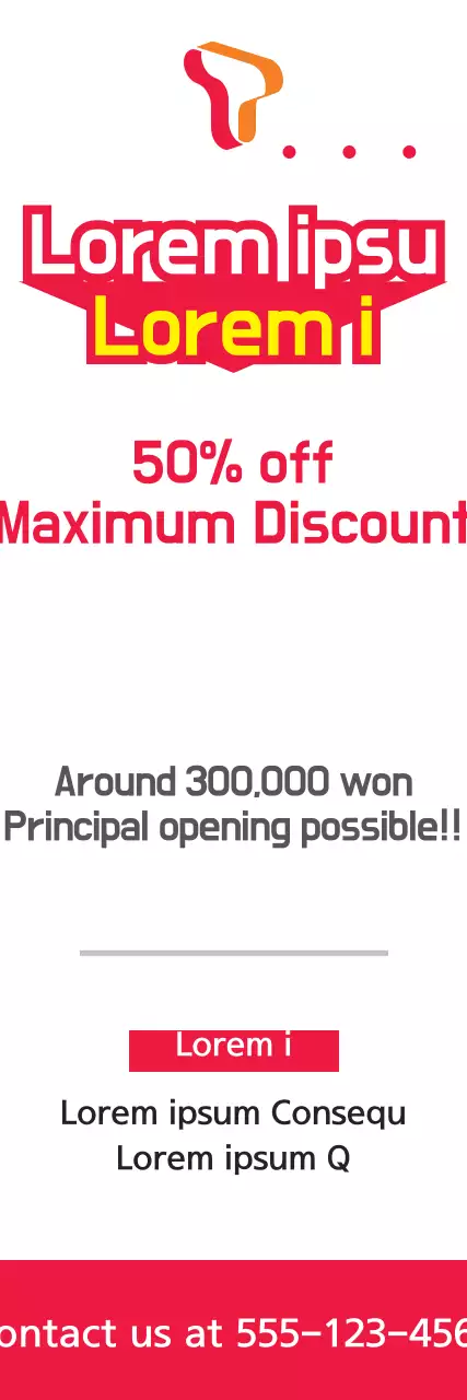 Banner promocional de desconto em negrito vermelho