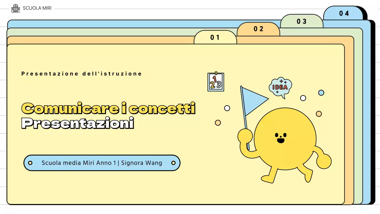 Simpatiche cartelline in colori pastelloConsegnano il concetto di educazione scolastica