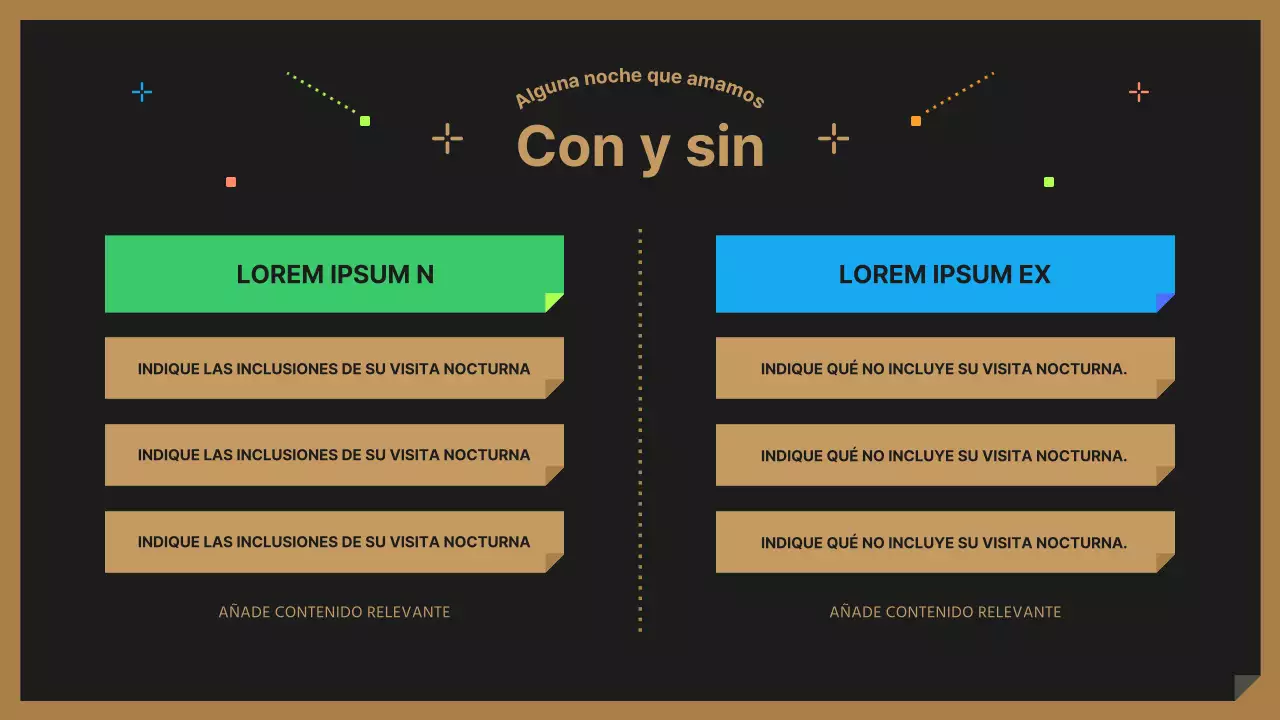 Un simpático guía turístico nocturno negro y colorido