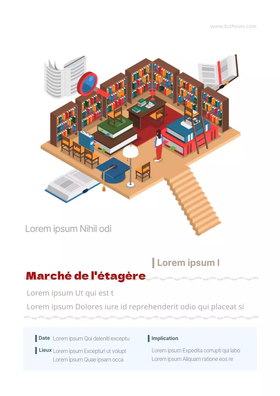 Un joli prospectus de marché aux puces blanc et marron pour une vente de livres d'occasion