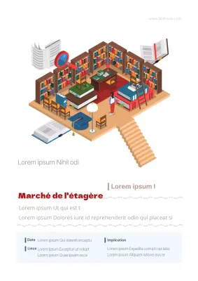 Un joli prospectus de marché aux puces blanc et marron pour une vente de livres d'occasion