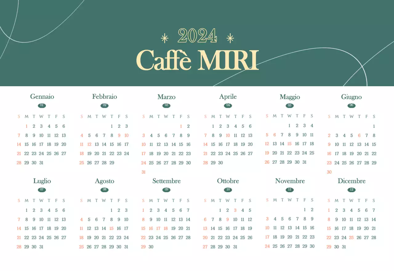 Calendario dei bar con i consigli per le bevande del mese