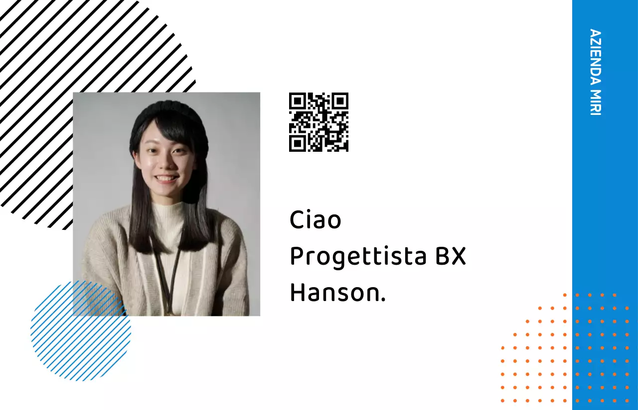 Un'azienda di tendenza con uno sfondo bianco pulito accentuato da una grafica geometrica.