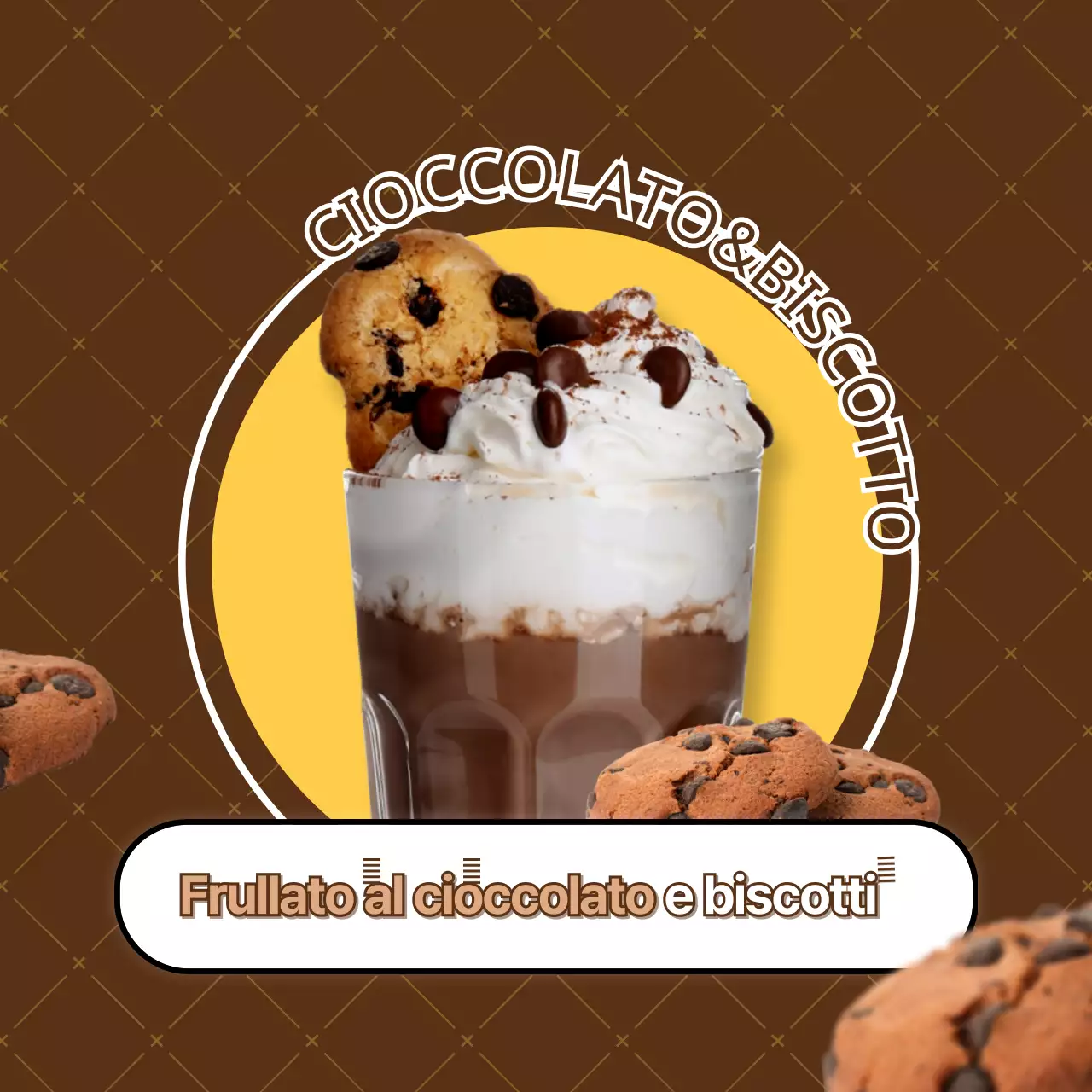 Bevanda frullata al cioccolato con sfondo marrone