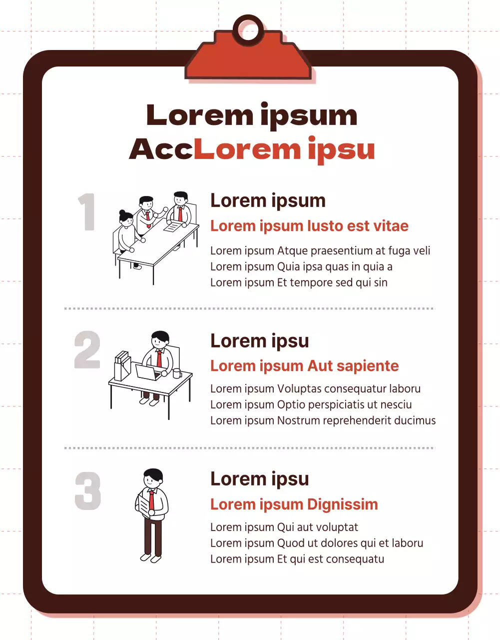 Página de información del programa de desarrollo personal con puntos rojos