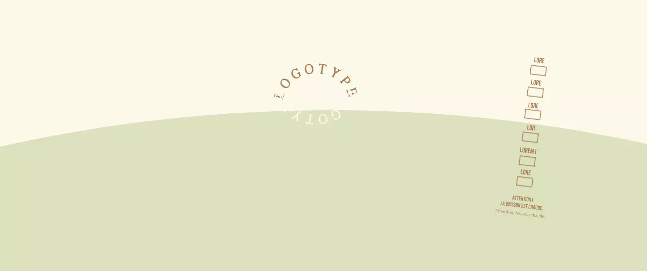 Logotype de concept simple en vert clair et jaune clair pour un café