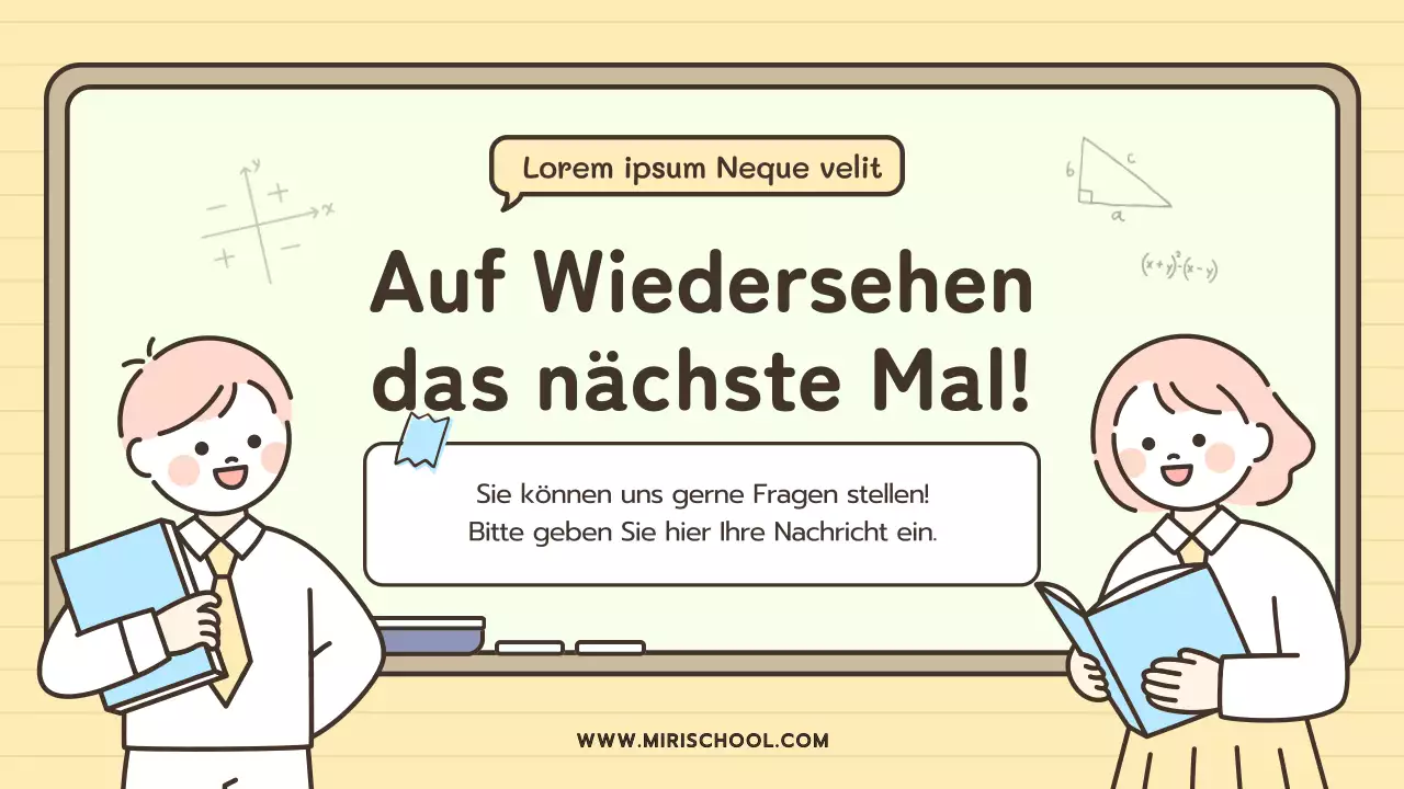 Pastellfarbene Kreidetafel mit niedlichen Illustrationen für das Klassenzimmer