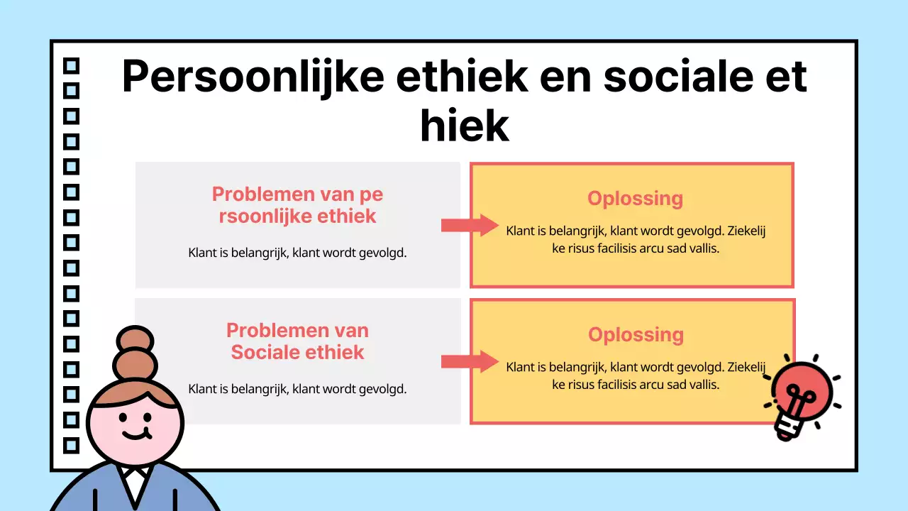 Heldere en schattige illustraties over het leven en ethiek