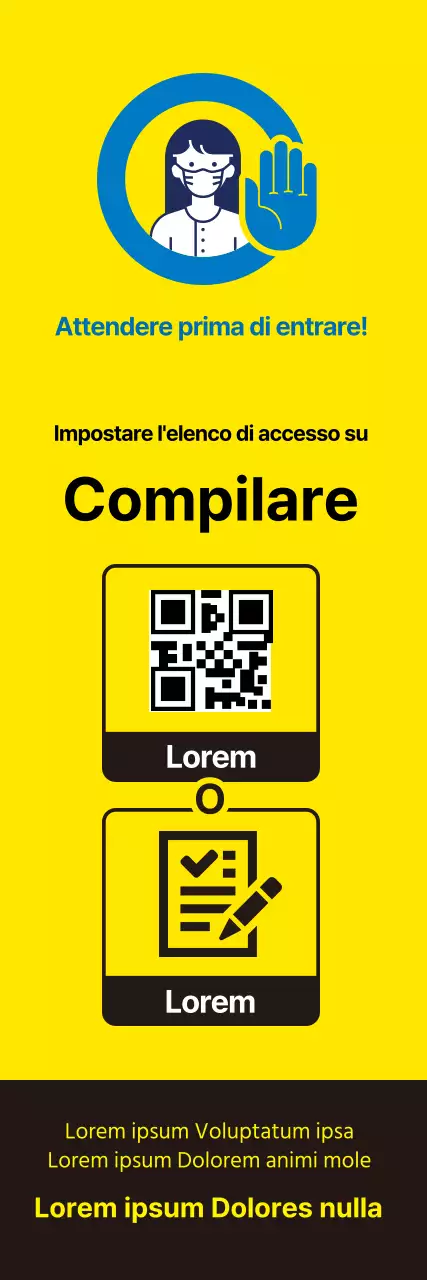 Etichette illustrate blu per la registrazione del coronavirus