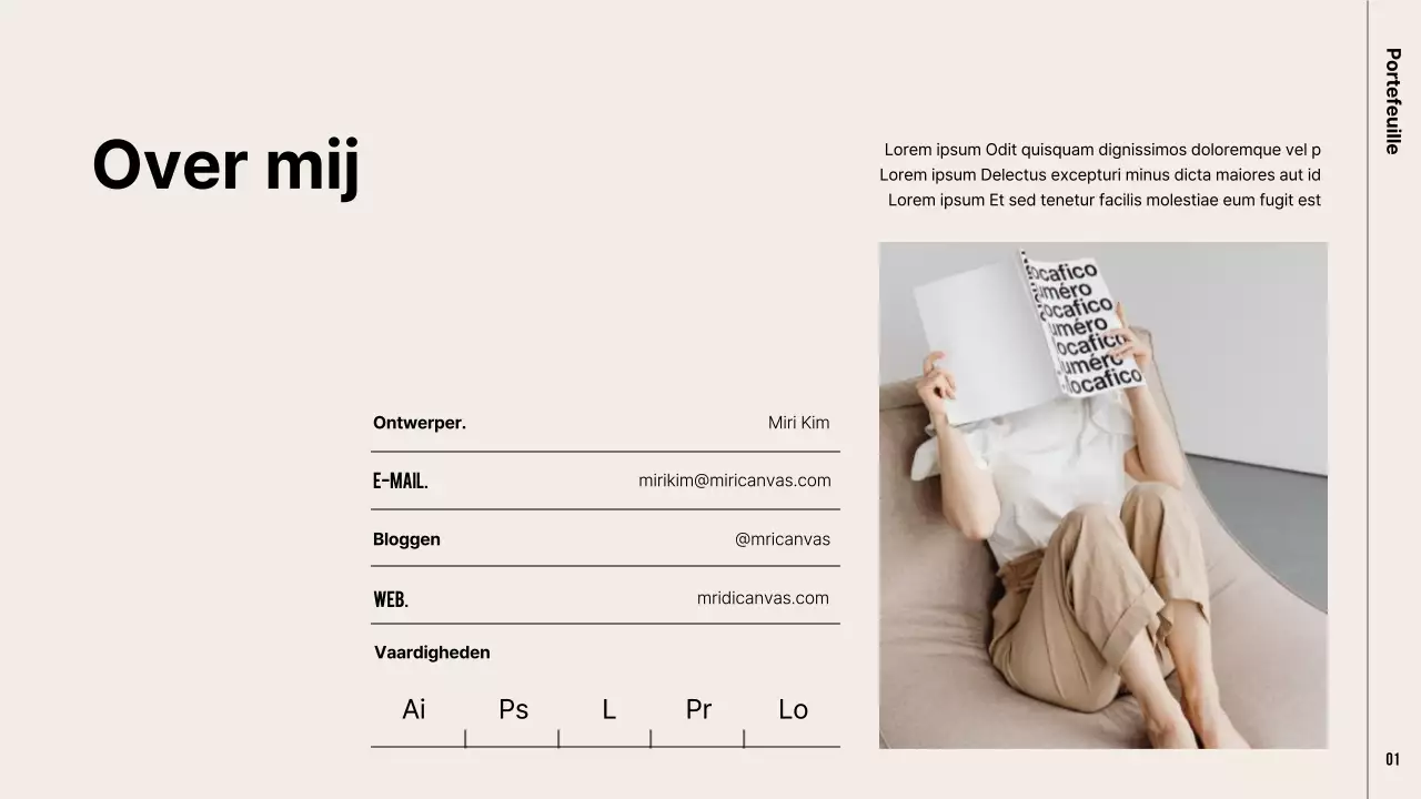 Een moderne portfolio in kaki en beige