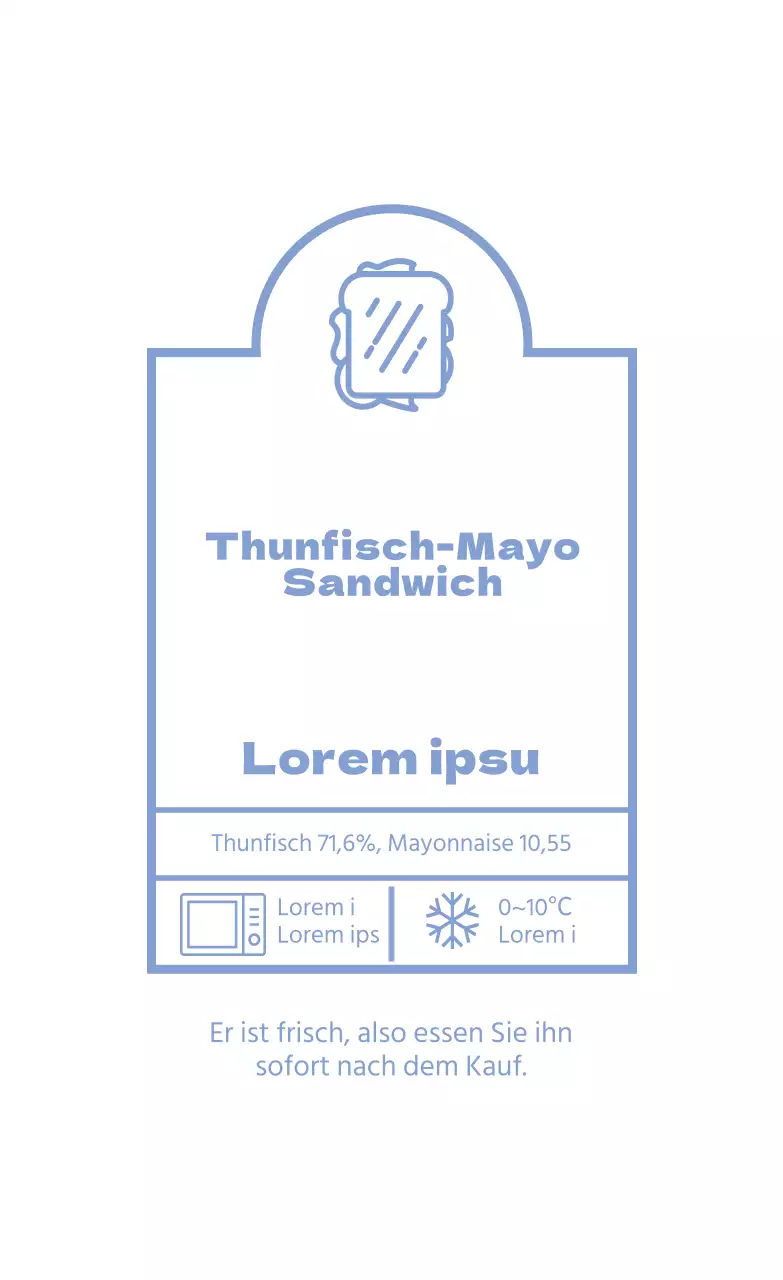 Blaues illustriertes Sandwich-Lebensmitteletikett