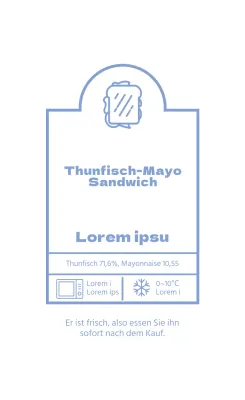 Blaues illustriertes Sandwich-Lebensmitteletikett