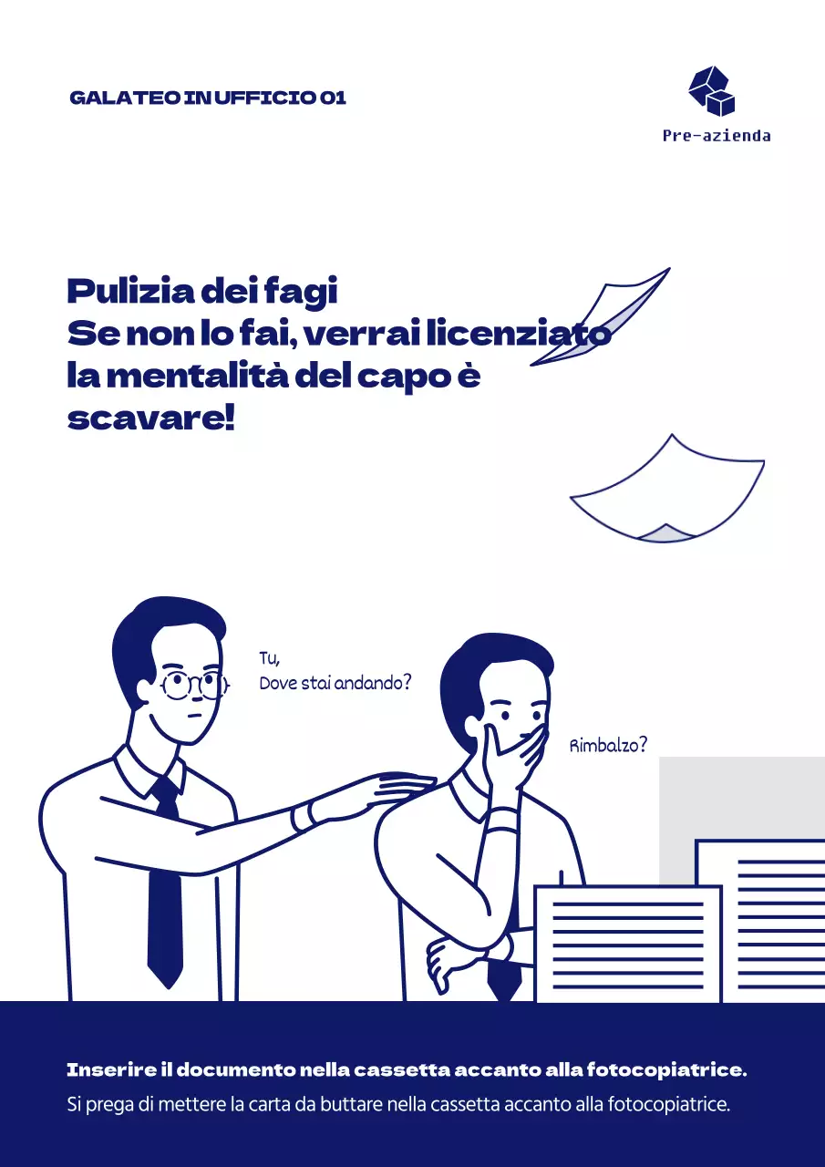 Simpatico poster illustrato sulla cultura organizzativa in blu