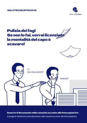 Simpatico poster illustrato sulla cultura organizzativa in blu