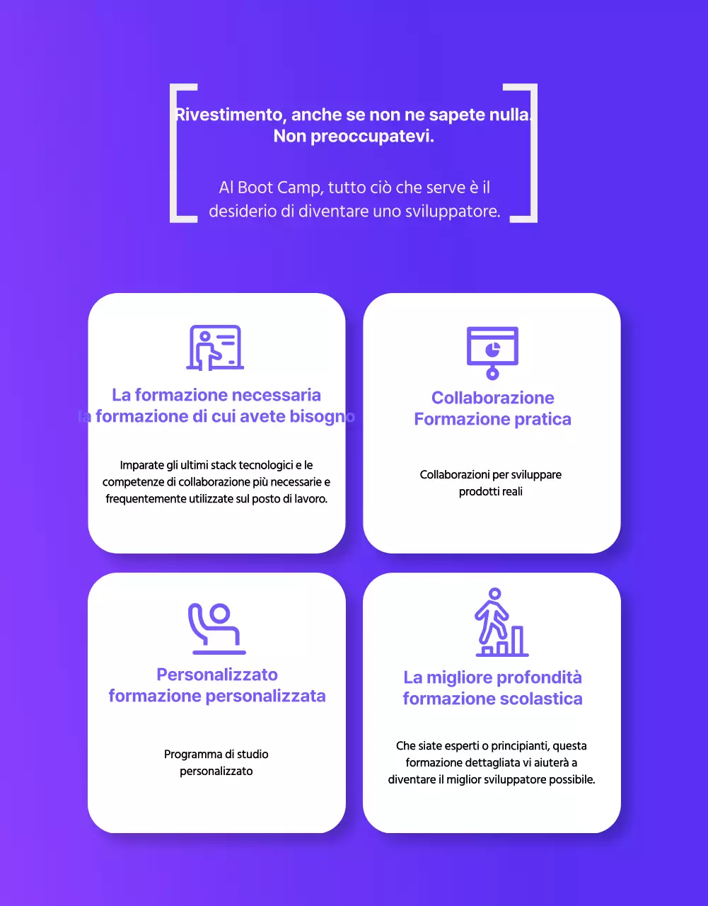 Formazione Coding Academy in viola e nero