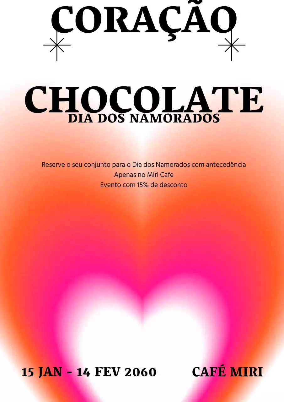 Promoção gráfica do Dia dos Namorados em tons de cor-de-rosa e laranja