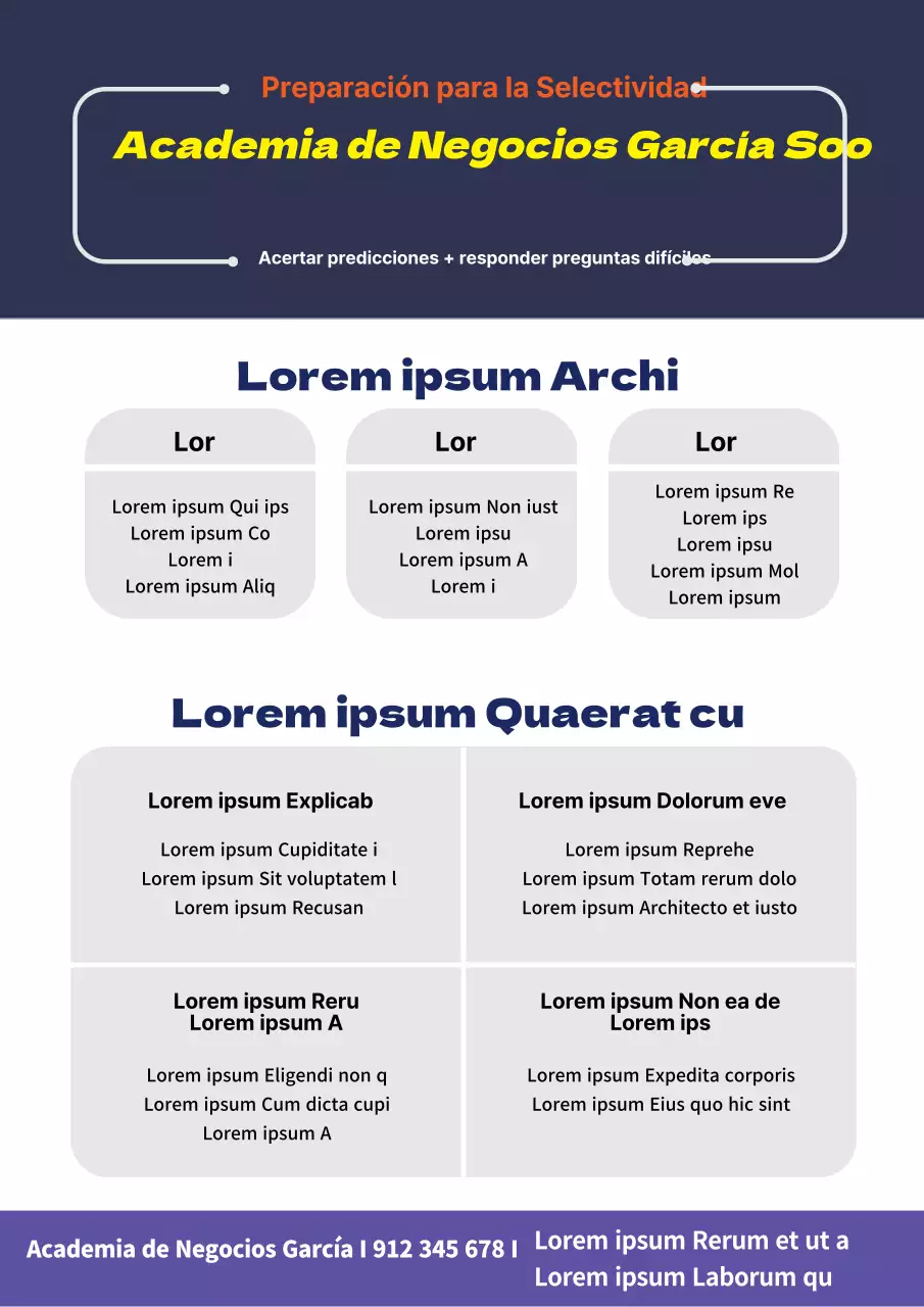 Promover el currículo escolar y las presentaciones en azul marino y gris